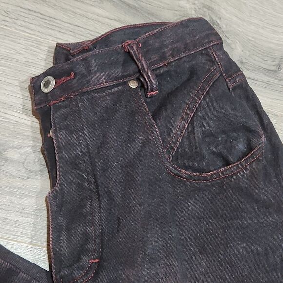 EUC Vintage Gitano Black/Burgundy High Waisted Tappered Straight Jeans - Picture 1 of 10